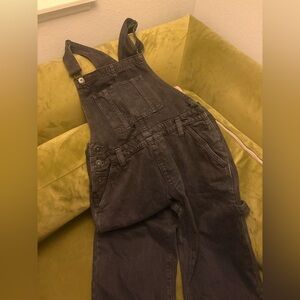 Cotton On Charcoal Black Utility Denim Overalls